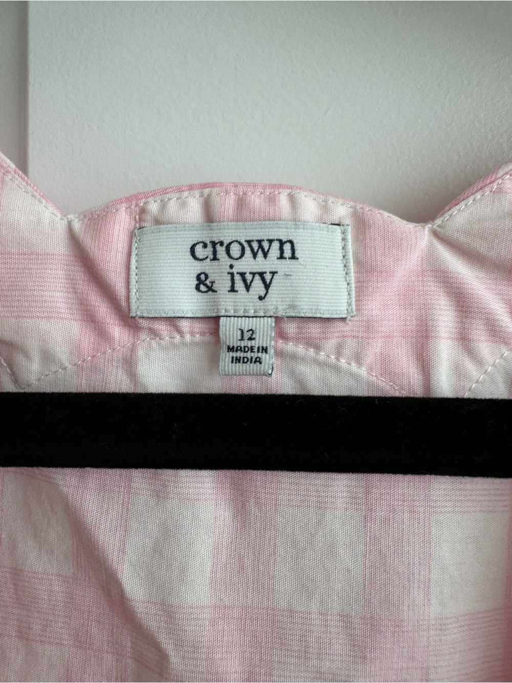 Crown & Ivy Pink Gingham Scallop Hem Shift Dress | Size 12 - Picture 7 of 7